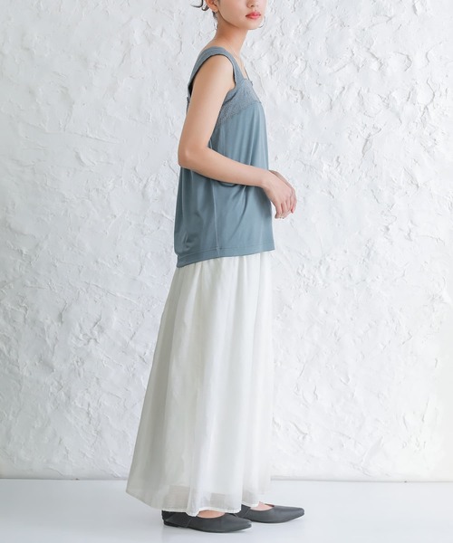 osharewalker（オシャレウォーカー）の「【廃盤】【機能素材】『スクエアレースタンクトップ』（タンクトップ・レディース・ブラック/オフホワイト/ブルーグリーン/チャコール/ピンク・LL/M/L）」の14枚目の写真