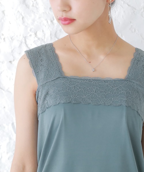 osharewalker（オシャレウォーカー）の「【廃盤】【機能素材】『スクエアレースタンクトップ』（タンクトップ・レディース・ブラック/オフホワイト/ブルーグリーン/チャコール/ピンク・LL/M/L）」の18枚目の写真