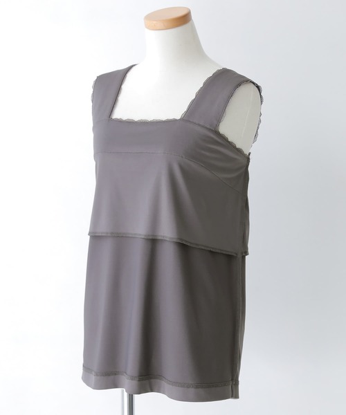 osharewalker（オシャレウォーカー）の「【廃盤】【機能素材】『スクエアレースタンクトップ』（タンクトップ・レディース・ブラック/オフホワイト/ブルーグリーン/チャコール/ピンク・LL/M/L）」の21枚目の写真