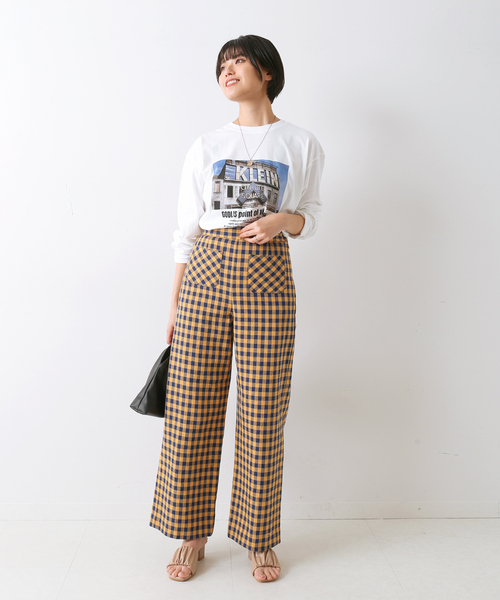 Simplicite(サンプリシテ)の「チェック柄Wストレートパンツ◆(その他パンツ・レディース・ブラック/イエロー・FREE)」の15枚目の写真