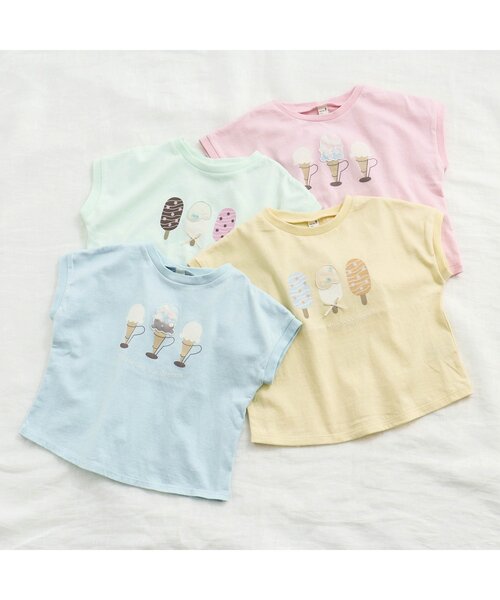apres les cours（アプレレクール）の「SWEET アイスTシャツ（Tシャツ/カットソー・キッズ・ミント/ピンク/サックスブルー/イエロー・120/130/140/100/110/80/90）」の12枚目の写真