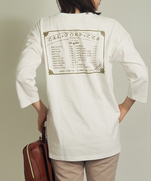FUNALIVE(ファンアライブ)の「AMERICAN FUDGE ゆったりサイズGREATロゴプリント8分袖Tee(Tシャツ/カットソー・レディース・グリーン/チャコール/ホワイト系その他/パープル系その他/オフホワイト/グリーン系その他/ラベンダー/チャコールグレー・FREE)」の3枚目の写真