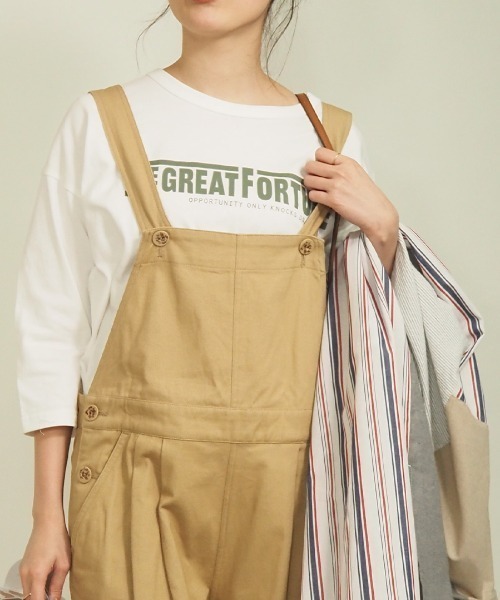 FUNALIVE(ファンアライブ)の「AMERICAN FUDGE ゆったりサイズGREATロゴプリント8分袖Tee(Tシャツ/カットソー・レディース・グリーン/チャコール/ホワイト系その他/パープル系その他/オフホワイト/グリーン系その他/ラベンダー/チャコールグレー・FREE)」の2枚目の写真