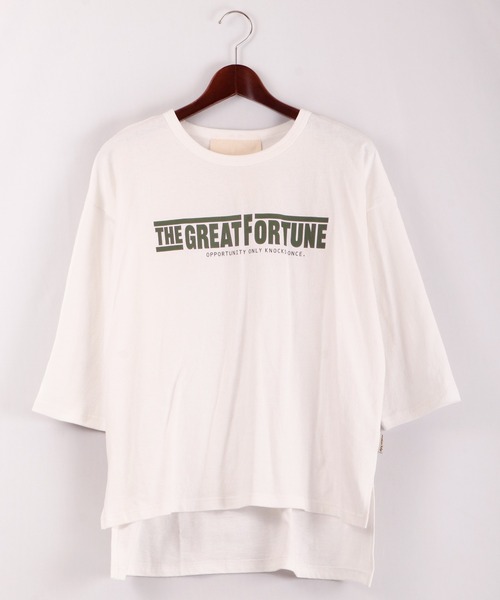 FUNALIVE(ファンアライブ)の「AMERICAN FUDGE ゆったりサイズGREATロゴプリント8分袖Tee(Tシャツ/カットソー・レディース・グリーン/チャコール/ホワイト系その他/パープル系その他/オフホワイト/グリーン系その他/ラベンダー/チャコールグレー・FREE)」の9枚目の写真