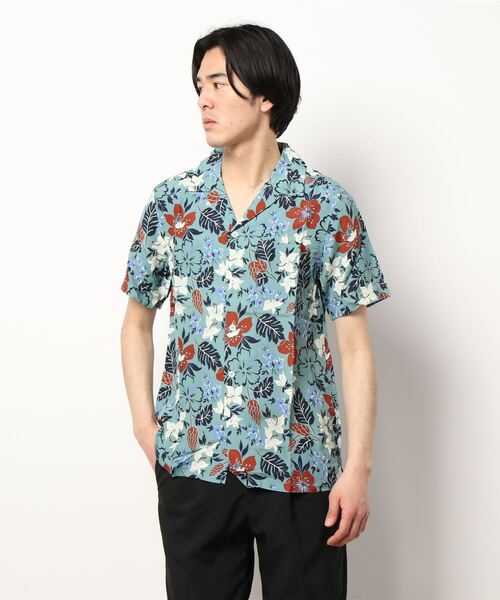 291295＝HOMME（ニーキューイチニーキューゴーオム）の「【291295＝HOMME 】 フィラメントレーヨン ハイビスカス柄 シャツ（シャツ/ブラウス・メンズ・ホワイト系1/ブラウン系/サックスブルー系・2/3）」の3枚目の写真