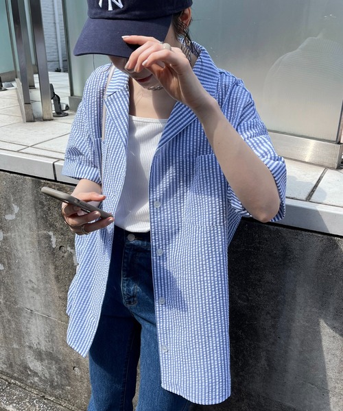 DISCOAT（ディスコート）の「【WEB限定】開襟シャツ（シャツ/ブラウス・レディース・ベージュ/イエロー/ブルー/ベージュ系その他/ブラック・FREE）」の4枚目の写真