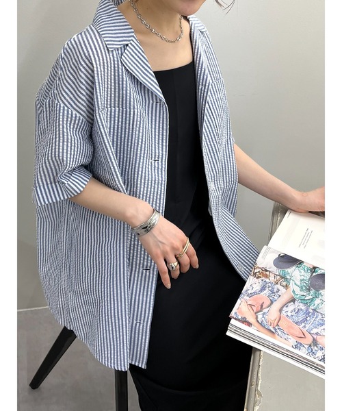 DISCOAT（ディスコート）の「【WEB限定】開襟シャツ（シャツ/ブラウス・レディース・ベージュ/イエロー/ブルー/ベージュ系その他/ブラック・FREE）」の17枚目の写真