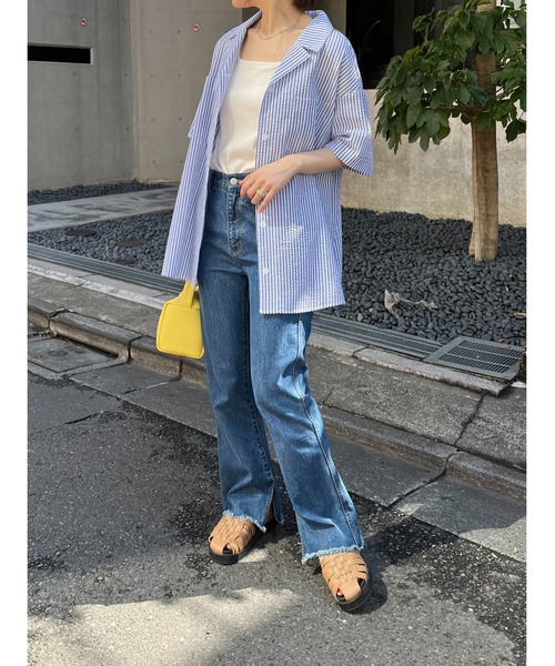 DISCOAT（ディスコート）の「【WEB限定】開襟シャツ（シャツ/ブラウス・レディース・ベージュ/イエロー/ブルー/ベージュ系その他/ブラック・FREE）」の15枚目の写真