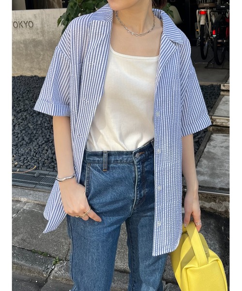 DISCOAT（ディスコート）の「【WEB限定】開襟シャツ（シャツ/ブラウス・レディース・ベージュ/イエロー/ブルー/ベージュ系その他/ブラック・FREE）」の10枚目の写真