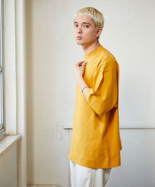NILWAY（ニルウェイ）の「ビビットカラー半袖ベーシックビッグTee / カットソー（Tシャツ/カットソー・メンズ・ホワイト/ブラック/ブルー/グリーン/マスタード/グレイッシュベージュ・MEDIUM/LARGE）」の6枚目の写真