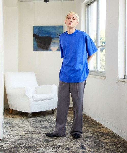 NILWAY（ニルウェイ）の「ビビットカラー半袖ベーシックビッグTee / カットソー（Tシャツ/カットソー・メンズ・ホワイト/ブラック/ブルー/グリーン/マスタード/グレイッシュベージュ・MEDIUM/LARGE）」の19枚目の写真