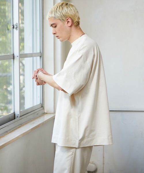 NILWAY（ニルウェイ）の「ビビットカラー半袖ベーシックビッグTee / カットソー（Tシャツ/カットソー・メンズ・ホワイト/ブラック/ブルー/グリーン/マスタード/グレイッシュベージュ・MEDIUM/LARGE）」の17枚目の写真