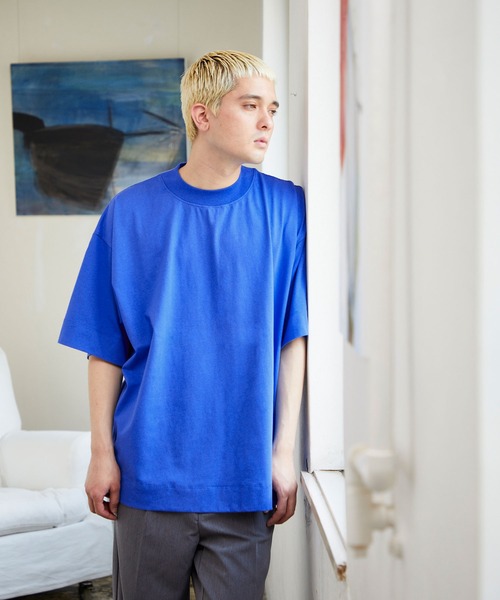 NILWAY（ニルウェイ）の「ビビットカラー半袖ベーシックビッグTee / カットソー（Tシャツ/カットソー・メンズ・ホワイト/ブラック/ブルー/グリーン/マスタード/グレイッシュベージュ・MEDIUM/LARGE）」の20枚目の写真