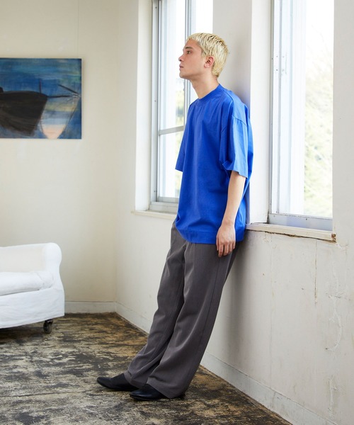 NILWAY（ニルウェイ）の「ビビットカラー半袖ベーシックビッグTee / カットソー（Tシャツ/カットソー・メンズ・ホワイト/ブラック/ブルー/グリーン/マスタード/グレイッシュベージュ・MEDIUM/LARGE）」の21枚目の写真