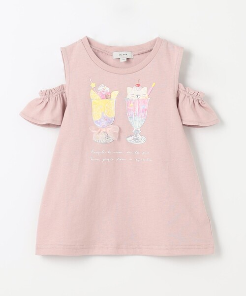 ANY（エニィ）の「オンオフショルダーパフェTシャツ（Tシャツ/カットソー・キッズ・ホワイト系/ライトグリーン系/ピンク系・90/100/120/130/110）」の5枚目の写真