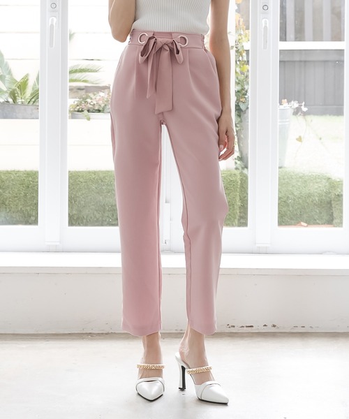 Julia Boutique（ジュリアブティック）の「リボン付きテーパードパンツ/22085（その他パンツ・レディース・ブラック/ピンク/オレンジ・ONE）」の3枚目の写真