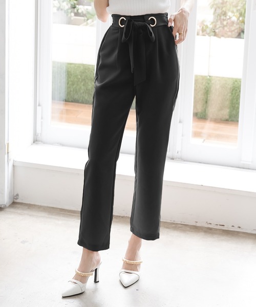 Julia Boutique（ジュリアブティック）の「リボン付きテーパードパンツ/22085（その他パンツ・レディース・ブラック/ピンク/オレンジ・ONE）」の2枚目の写真