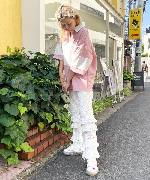 Candy Stripper（キャンディストリッパー）の「GOOD THINGS POLO トップス（ポロシャツ・レディース・ピンク/ライトグリーン/ブラック・2）」の8枚目の写真
