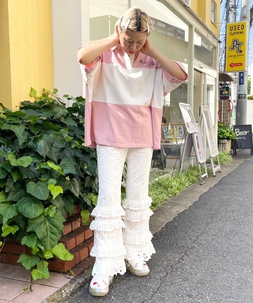 Candy Stripper（キャンディストリッパー）の「GOOD THINGS POLO トップス（ポロシャツ・レディース・ピンク/ライトグリーン/ブラック・2）」の7枚目の写真