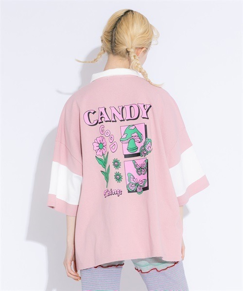 Candy Stripper（キャンディストリッパー）の「GOOD THINGS POLO トップス（ポロシャツ・レディース・ピンク/ライトグリーン/ブラック・2）」の19枚目の写真