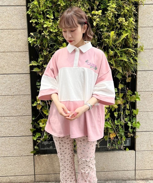 Candy Stripper（キャンディストリッパー）の「GOOD THINGS POLO トップス（ポロシャツ・レディース・ピンク/ライトグリーン/ブラック・2）」の14枚目の写真