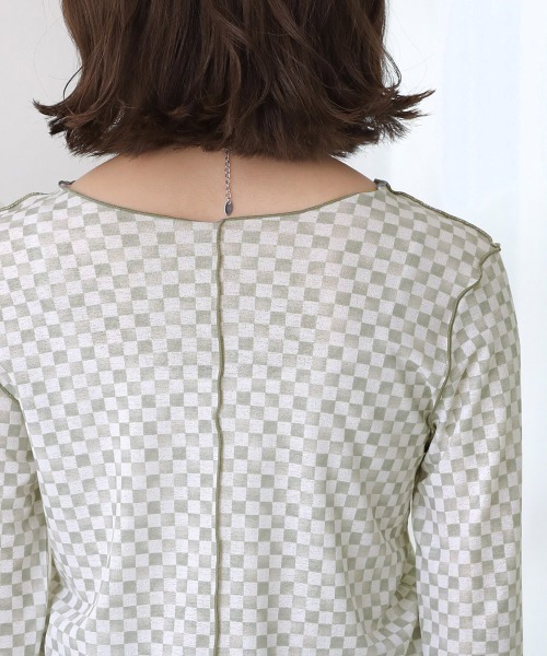 Bou Jeloud(ブージュルード)の「【WEB限定】チェッカーフラッグ2wayメロートップス(Tシャツ/カットソー・レディース・オフホワイト/ベージュ/ミント・FREE)」の18枚目の写真