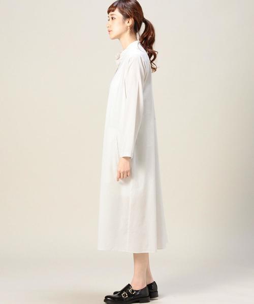 BEAUTY&YOUTH UNITED ARROWS（ビューティーアンドユースユナイテッドアローズ）の「BYMC バンドカラーロングシャツワンピース◆（ワンピース・レディース・ライトグレー/ネイビー/ベージュ・フリー）」の6枚目の写真