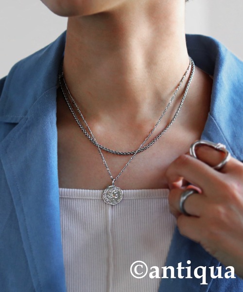 antiqua（アンティカ）の「コインモチーフ2連チェーンネックレス（ネックレス・レディース・シルバー/ゴールド・FREE）」の3枚目の写真