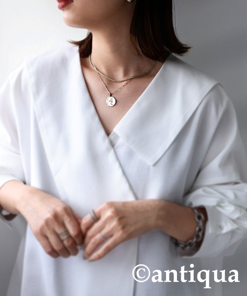 antiqua（アンティカ）の「コインモチーフ2連チェーンネックレス（ネックレス・レディース・シルバー/ゴールド・FREE）」の7枚目の写真