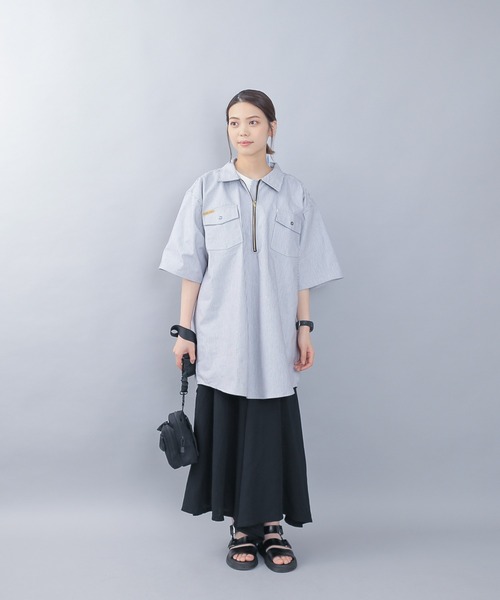 WAIPER.inc（ワイパーインク）の「PRISON BLUES　Short Sleeve Hickory Shirts Zipper Front（シャツ/ブラウス・メンズ・ホワイト系その他・S/M/L/XL）」の14枚目の写真