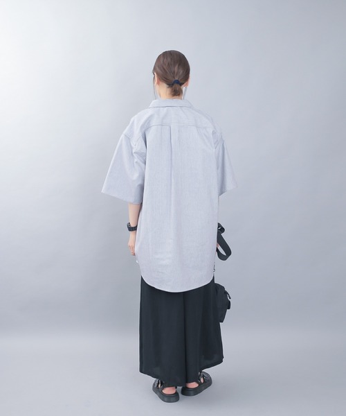 WAIPER.inc（ワイパーインク）の「PRISON BLUES　Short Sleeve Hickory Shirts Zipper Front（シャツ/ブラウス・メンズ・ホワイト系その他・S/M/L/XL）」の4枚目の写真