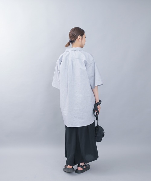 WAIPER.inc（ワイパーインク）の「PRISON BLUES　Short Sleeve Hickory Shirts Zipper Front（シャツ/ブラウス・メンズ・ホワイト系その他・S/M/L/XL）」の2枚目の写真