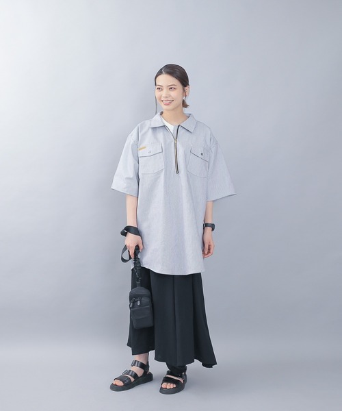 WAIPER.inc（ワイパーインク）の「PRISON BLUES　Short Sleeve Hickory Shirts Zipper Front（シャツ/ブラウス・メンズ・ホワイト系その他・S/M/L/XL）」の7枚目の写真