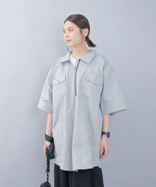 WAIPER.inc（ワイパーインク）の「PRISON BLUES　Short Sleeve Hickory Shirts Zipper Front（シャツ/ブラウス・メンズ・ホワイト系その他・S/M/L/XL）」の11枚目の写真