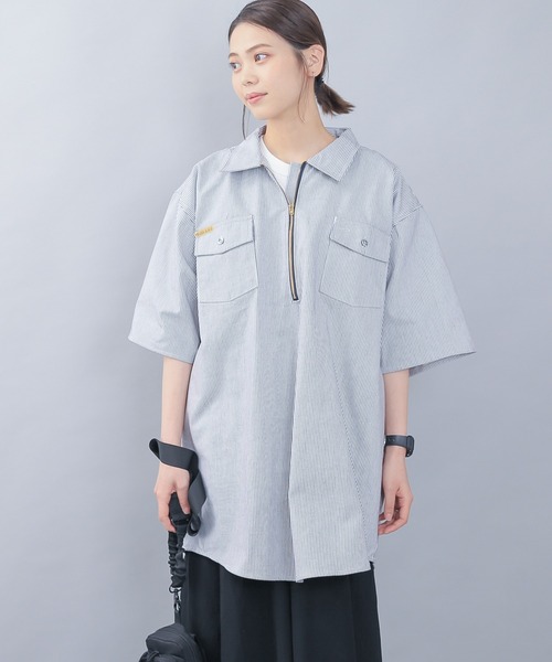 WAIPER.inc（ワイパーインク）の「PRISON BLUES　Short Sleeve Hickory Shirts Zipper Front（シャツ/ブラウス・メンズ・ホワイト系その他・S/M/L/XL）」の9枚目の写真