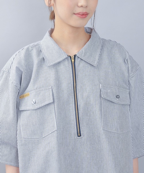 WAIPER.inc（ワイパーインク）の「PRISON BLUES　Short Sleeve Hickory Shirts Zipper Front（シャツ/ブラウス・メンズ・ホワイト系その他・S/M/L/XL）」の10枚目の写真
