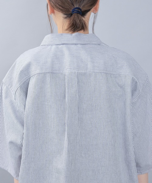 WAIPER.inc（ワイパーインク）の「PRISON BLUES　Short Sleeve Hickory Shirts Zipper Front（シャツ/ブラウス・メンズ・ホワイト系その他・S/M/L/XL）」の3枚目の写真