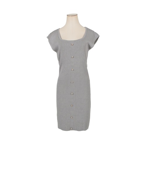 Julia Boutique（ジュリアブティック）の「ショート丈・スクエアネックリブニットワンピース/22055（ワンピース・レディース・グレー/ネイビー/ブラック/ベージュ/パープル・SHORT）」の21枚目の写真