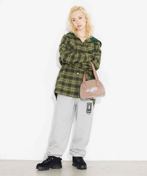 X-girl(エックスガール)の「NOISE FACE SWEAT PANTS(スウェットパンツ・レディース・ダークグリーン/アッシュ/チャコール・S/M)」の8枚目の写真