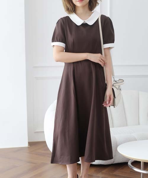 gossip！ロサンゼルス（ゴシップロサンゼルス）の「レトロ・ガーリーワンピース（ワンピース・レディース・ブラック/ブラック系その他/ブラウン系その他2/ダークブラウン/ブルー・M/XL/L）」の4枚目の写真