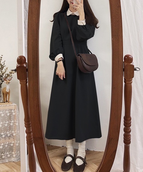 gossip！ロサンゼルス（ゴシップロサンゼルス）の「レトロ・ガーリーワンピース（ワンピース・レディース・ブラック/ブラック系その他/ブラウン系その他2/ダークブラウン/ブルー・M/XL/L）」の9枚目の写真