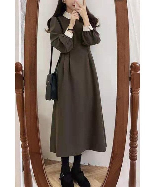 gossip！ロサンゼルス（ゴシップロサンゼルス）の「レトロ・ガーリーワンピース（ワンピース・レディース・ブラック/ブラック系その他/ブラウン系その他2/ダークブラウン/ブルー・M/XL/L）」の13枚目の写真