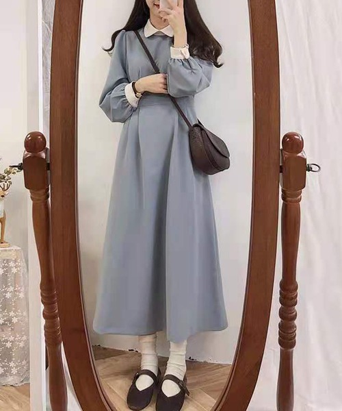 gossip！ロサンゼルス（ゴシップロサンゼルス）の「レトロ・ガーリーワンピース（ワンピース・レディース・ブラック/ブラック系その他/ブラウン系その他2/ダークブラウン/ブルー・M/XL/L）」の18枚目の写真