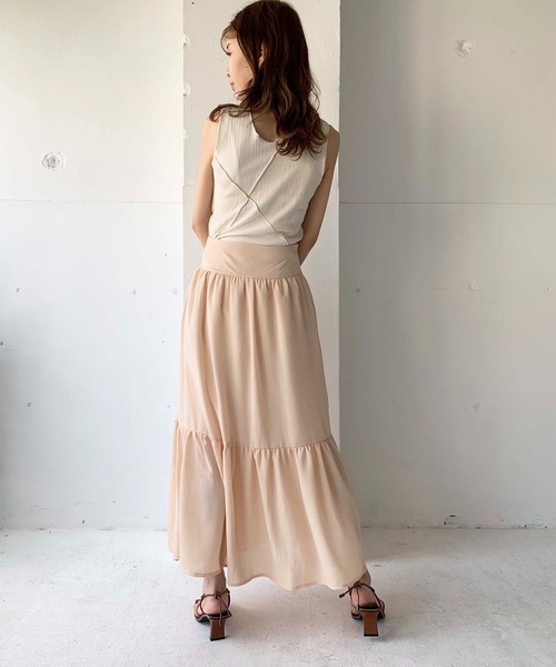 toucher du brise（トゥシェドブリーズ）の「【清水夏姫コラボ】2ＷＡＹ レースアップ ガーリーロングスカート（スカート・レディース・ピンク/ブラウン/ベージュ・S/M）」の11枚目の写真