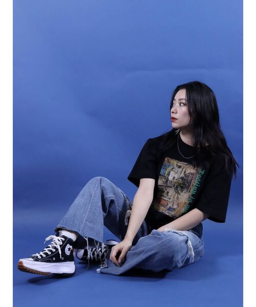 EVRIS(エヴリス)の「ダメージワイドデニムパンツ(デニムパンツ・レディース・ライトブルー/ブルー・SMALL/MEDIUM)」の12枚目の写真