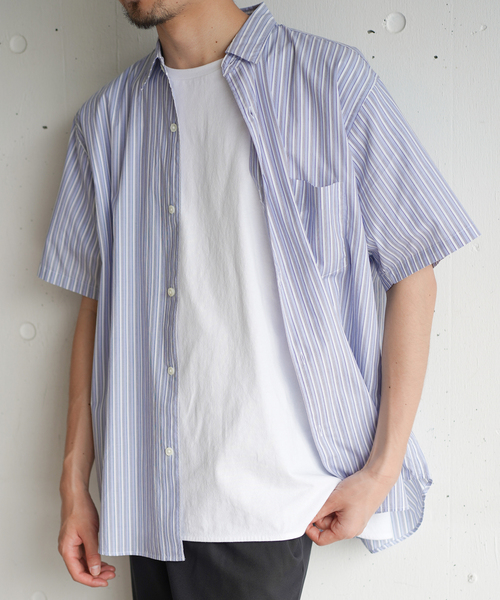 417 EDIFICE（フォーワンセブンエディフィス）の「【ESSENTIAL / エッセンシャル】レギュラー ストライプ S/S シャツ（シャツ/ブラウス・メンズ・その他10/その他11・MEDIUM/LARGE/SMALL）」の8枚目の写真