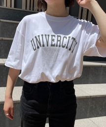 使いまわし抜群のカレッジロゴTeeシャツ♪【MAISON BREEZE】UNIVERCITYアーチカレッジロゴオーバーサイズTシャツ