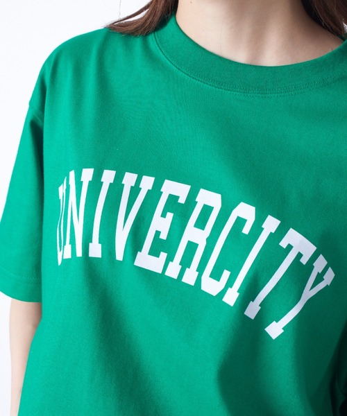 MAISON BREEZE(メゾンブリーズ)の「使いまわし抜群のカレッジロゴTeeシャツ♪【MAISON BREEZE】UNIVERCITYアーチカレッジロゴオーバーサイズTシャツ(Tシャツ/カットソー・レディース・グリーン/ホワイト系その他2/ホワイト系その他3/ブラック系その他3/ホワイト系1・FREE)」の8枚目の写真