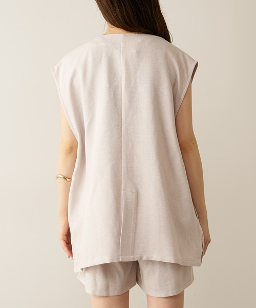 Chico（チコ）の「【LINNEE】麻調スラブオーバージレ（ベスト・レディース・ブラック/グレー/グレイッシュベージュ・FREE）」の6枚目の写真