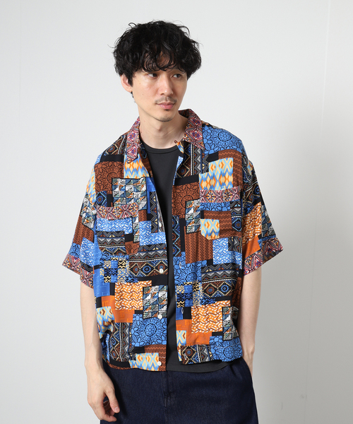 JOURNAL STANDARD J.S HOMESTEAD(ジャーナルスタンダードホームステッド)の「【J.S Homestead】クレイジーパターン ボーリング 半袖シャツ(シャツ/ブラウス・メンズ・ブラック系その他/オートミール/ネイビー/ブルー系その他/マスタード・MEDIUM/LARGE)」の9枚目の写真